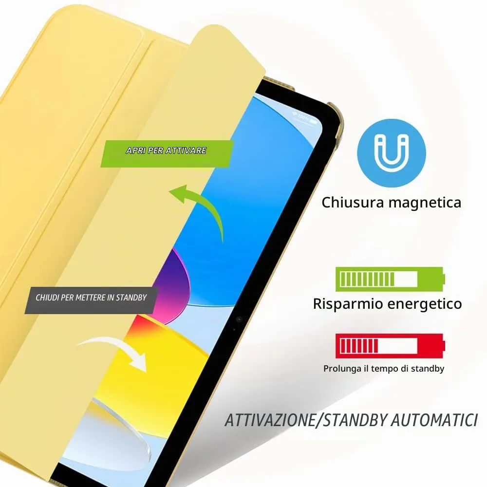 MoKo Custodia per iPad 10ª generazione 2022 10,9", policarbonato traslucido, giallo chiaro - immagine 4
