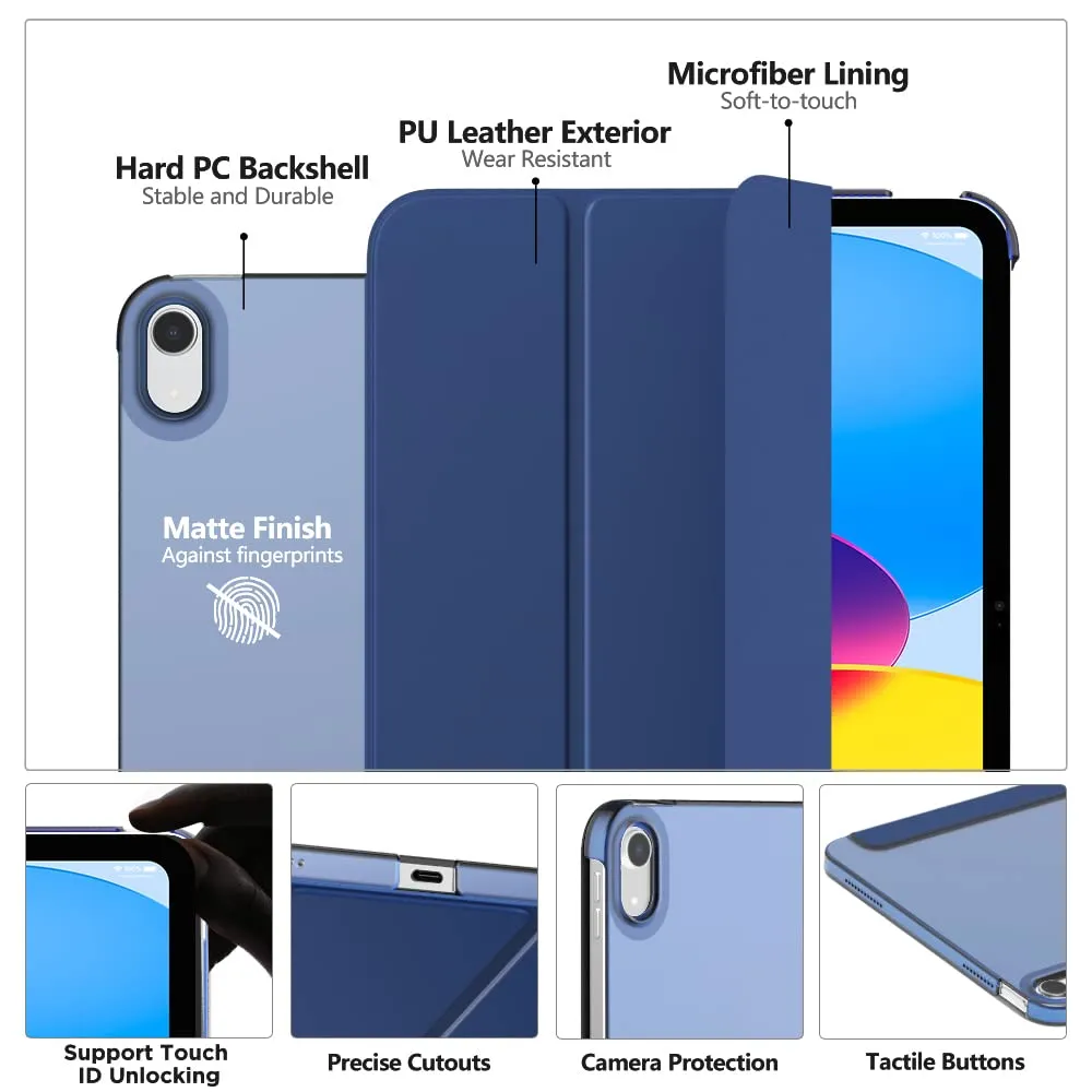 MoKo Custodia per iPad 11a Gen 2025 / iPad 10a Gen 2022, Blu Marino - immagine 3