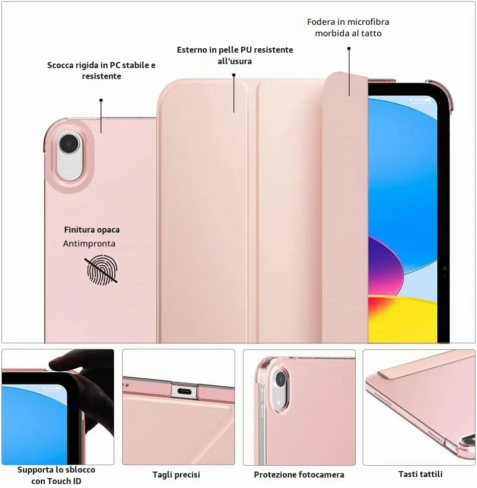 MoKo Custodia per iPad 10ª generazione 2022 10.9", Policarbonato Traslucido, Oro - immagine 3