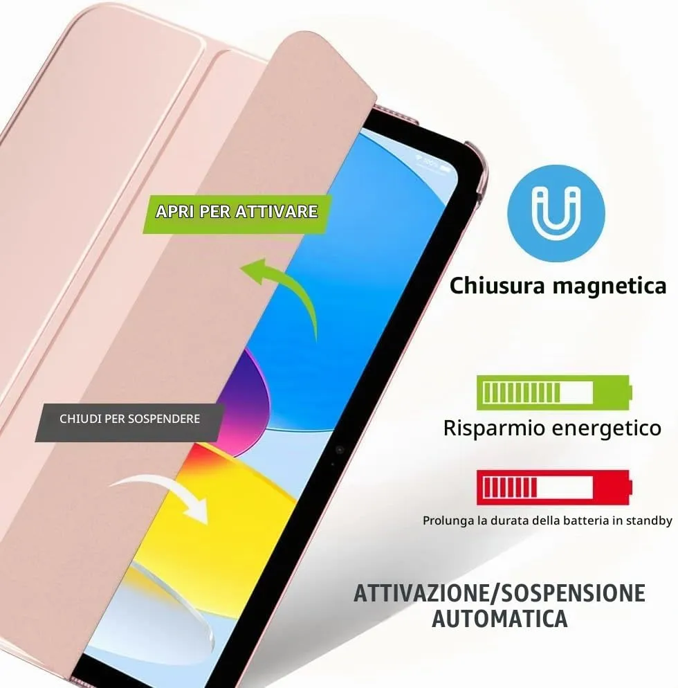 MoKo Custodia per iPad 10ª generazione 2022 10.9", Policarbonato Traslucido, Oro - immagine 4