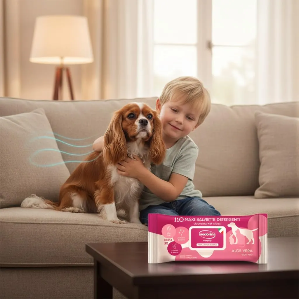 Inodorina Salviette per Cani e Gatti Everyday Aloe Vera, 110 Pezzi - immagine 6