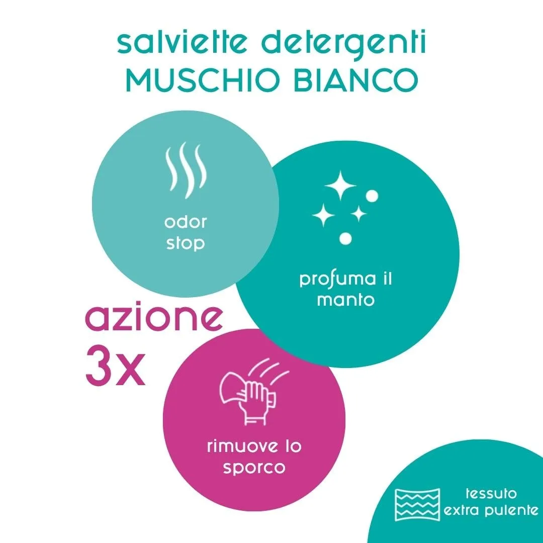 Inodorina Muschio Bianco Salviette igieniche umidificate per cani e gatti, 110 unità - immagine 2