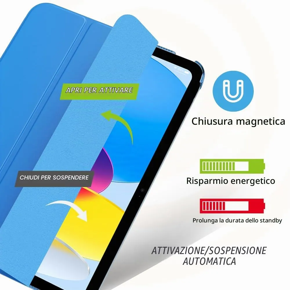 MoKo Cover for iPad 11th Gen 2025 and iPad 10th Gen 2022, Onda Blu - immagine 4
