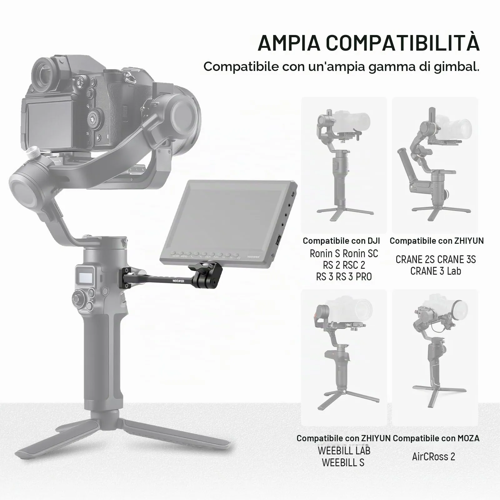 NEEWER Supporto per Monitor da Campo Regolabile, Girevole a 360° con Filettatura 1/4", GA005 - immagine 3