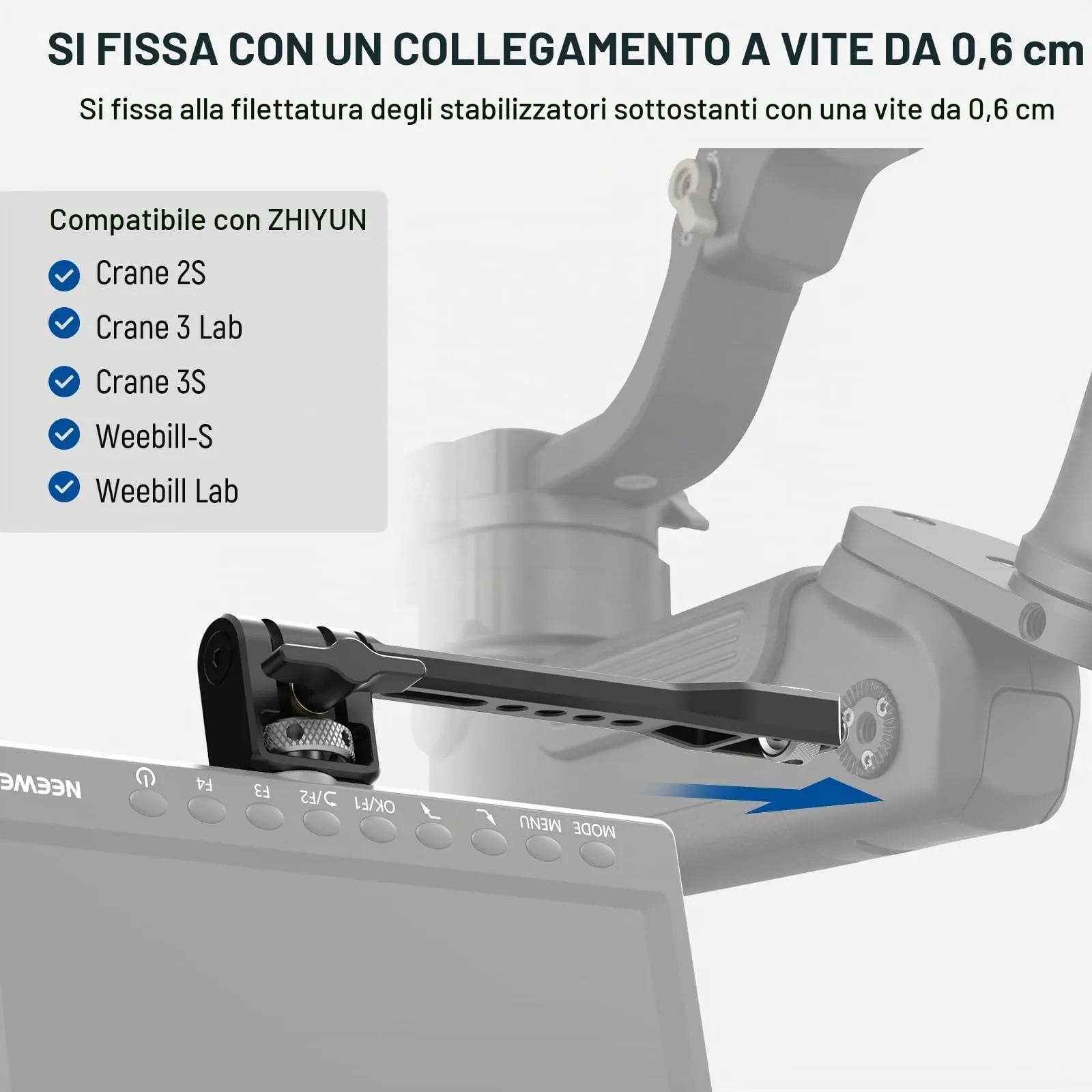 NEEWER Supporto per Monitor da Campo Regolabile, Girevole a 360° con Filettatura 1/4", GA005 - immagine 4