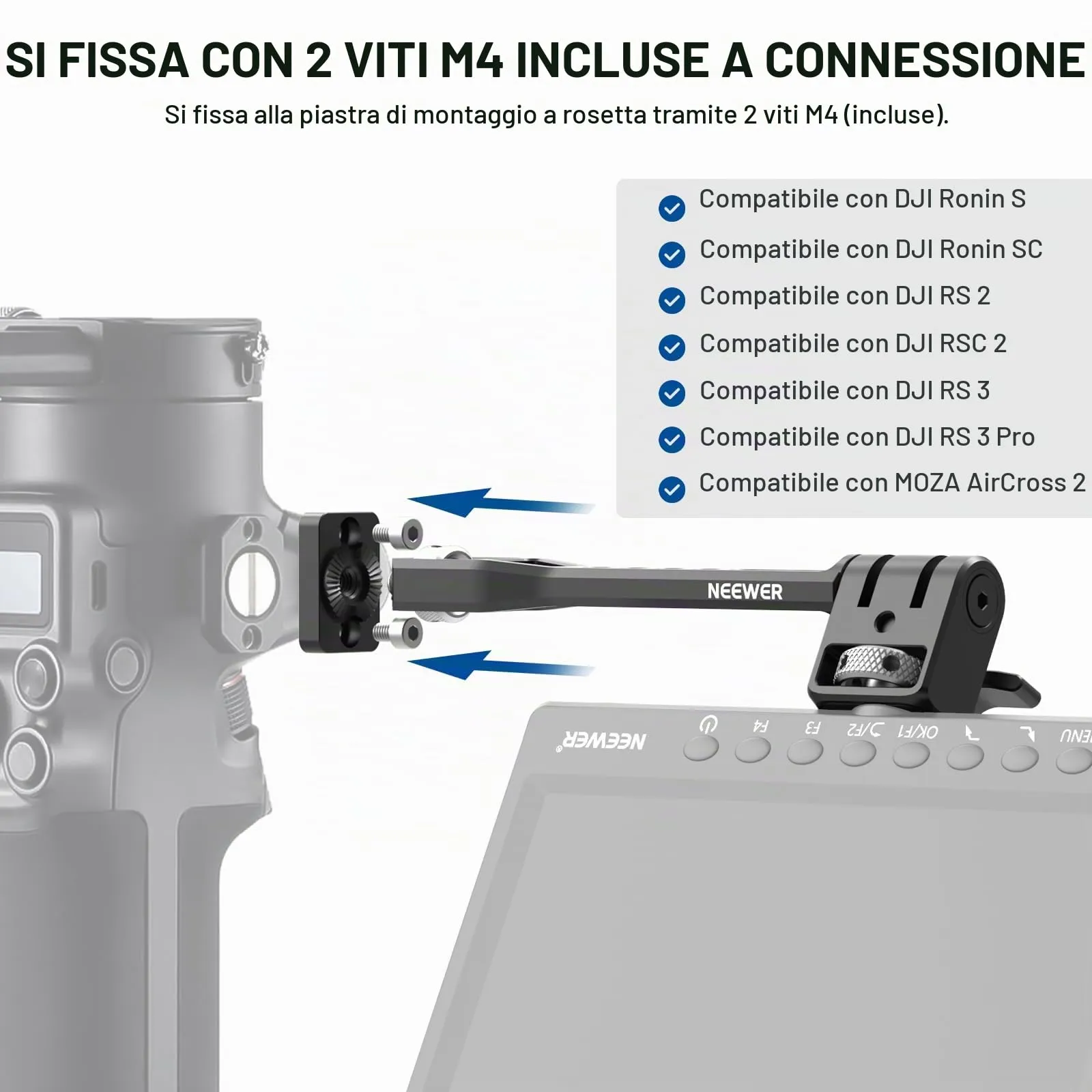 NEEWER Supporto per Monitor da Campo Regolabile, Girevole a 360° con Filettatura 1/4", GA005 - immagine 5