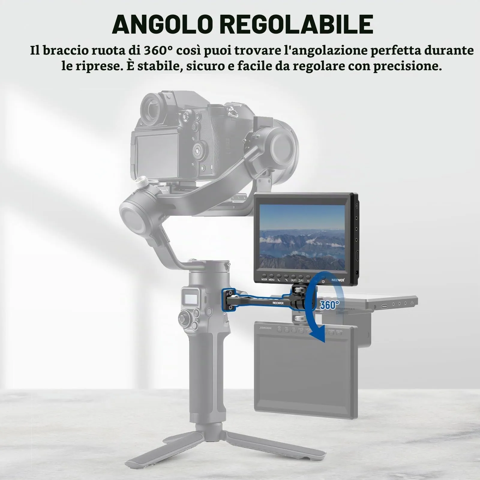 NEEWER Supporto per Monitor da Campo Regolabile, Girevole a 360° con Filettatura 1/4", GA005 - immagine 6