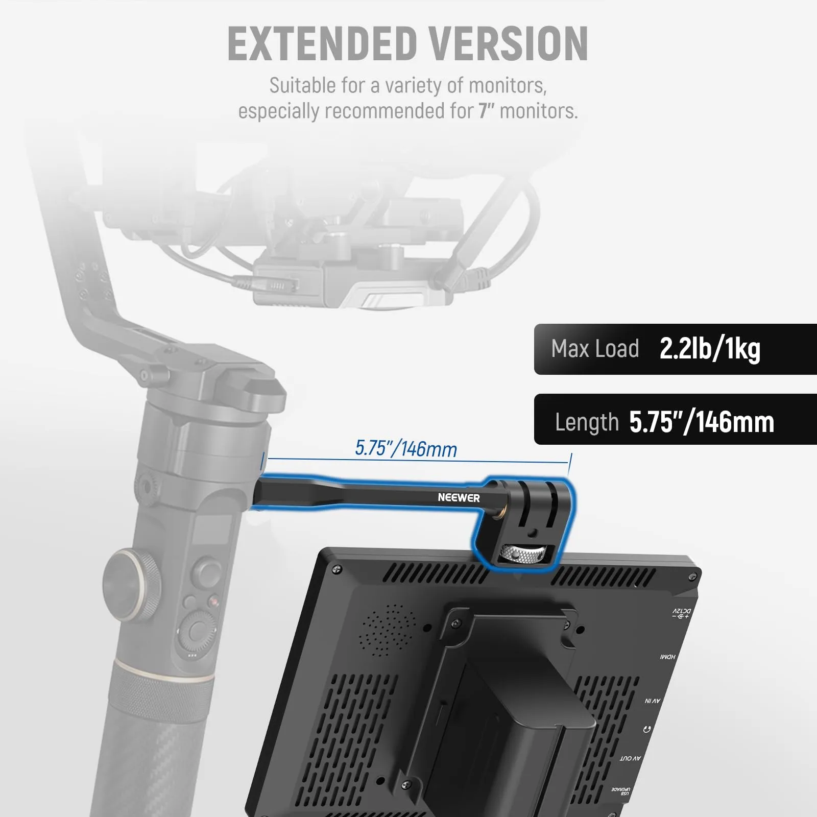NEEWER Supporto per Monitor da Campo Regolabile, Girevole a 360° con Filettatura 1/4", GA005 - immagine 7