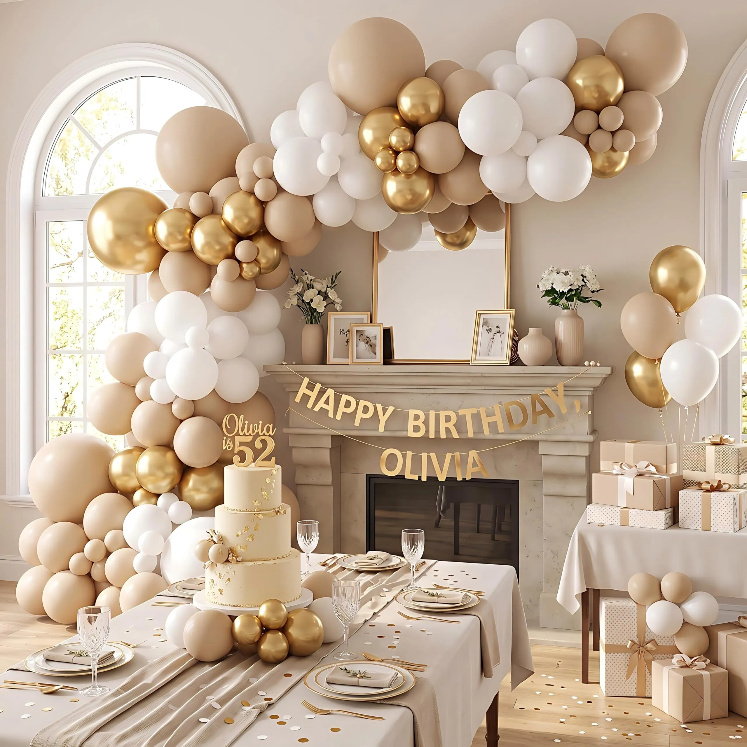 Netnology Kit Arco Ghirlanda di Palloncini Oro, Bianco e Sabbia, 128 Pezzi - immagine 3