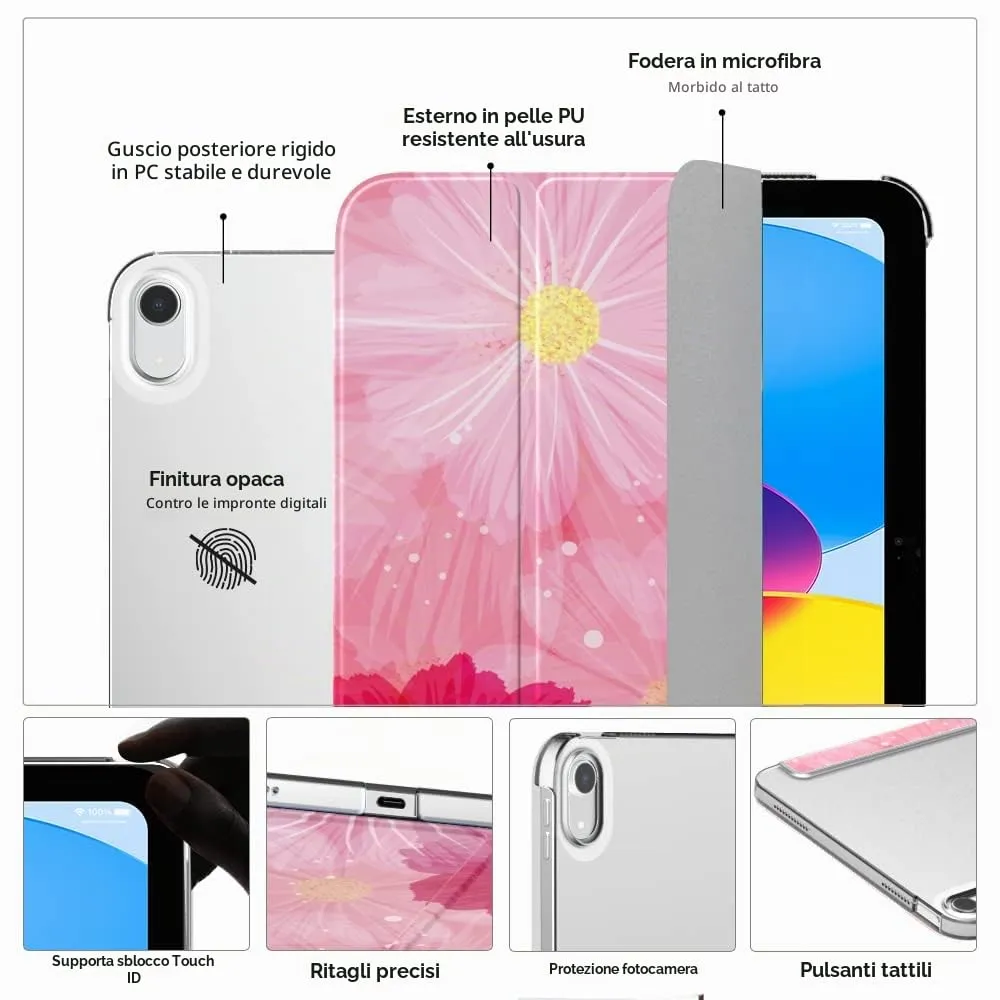 MoKo Custodia per iPad 11a Generazione 2025 e iPad 10a Generazione 2022, Copertura Posteriore Traslucida, Cosmea - immagine 3