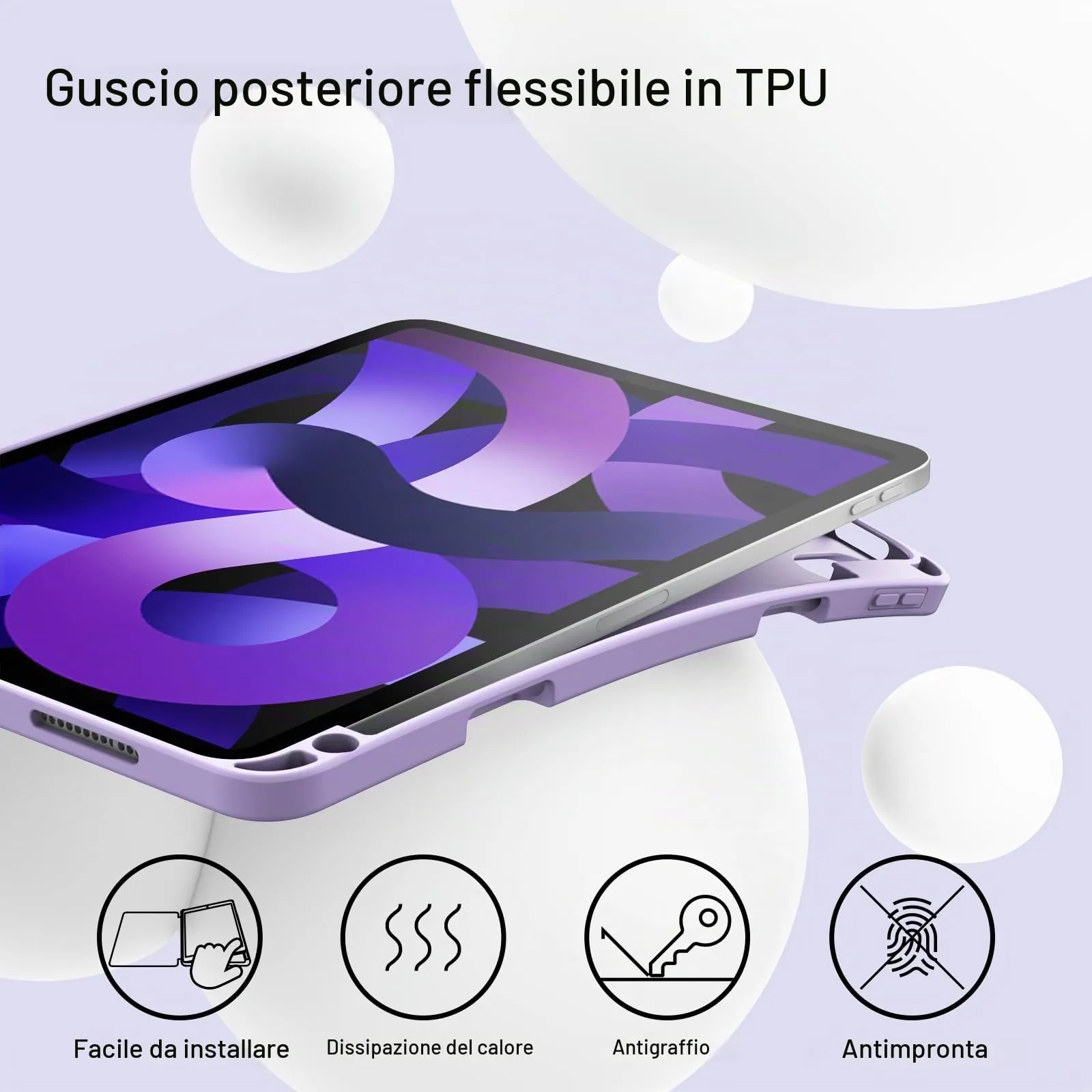 JETech Custodia per iPad Air 11" M4/M3/M2 e Air 5/4, Viola Chiaro - immagine 3
