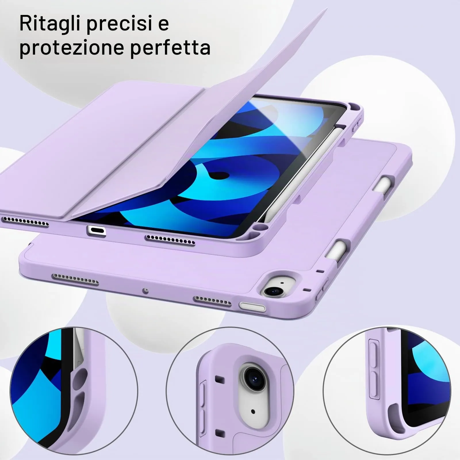 JETech Custodia per iPad Air 11" M4/M3/M2 e Air 5/4, Viola Chiaro - immagine 8