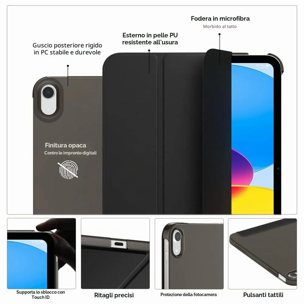 MoKo Cover per iPad 11a Gen 2025 e iPad 10a Gen 2022, Nero - immagine 3
