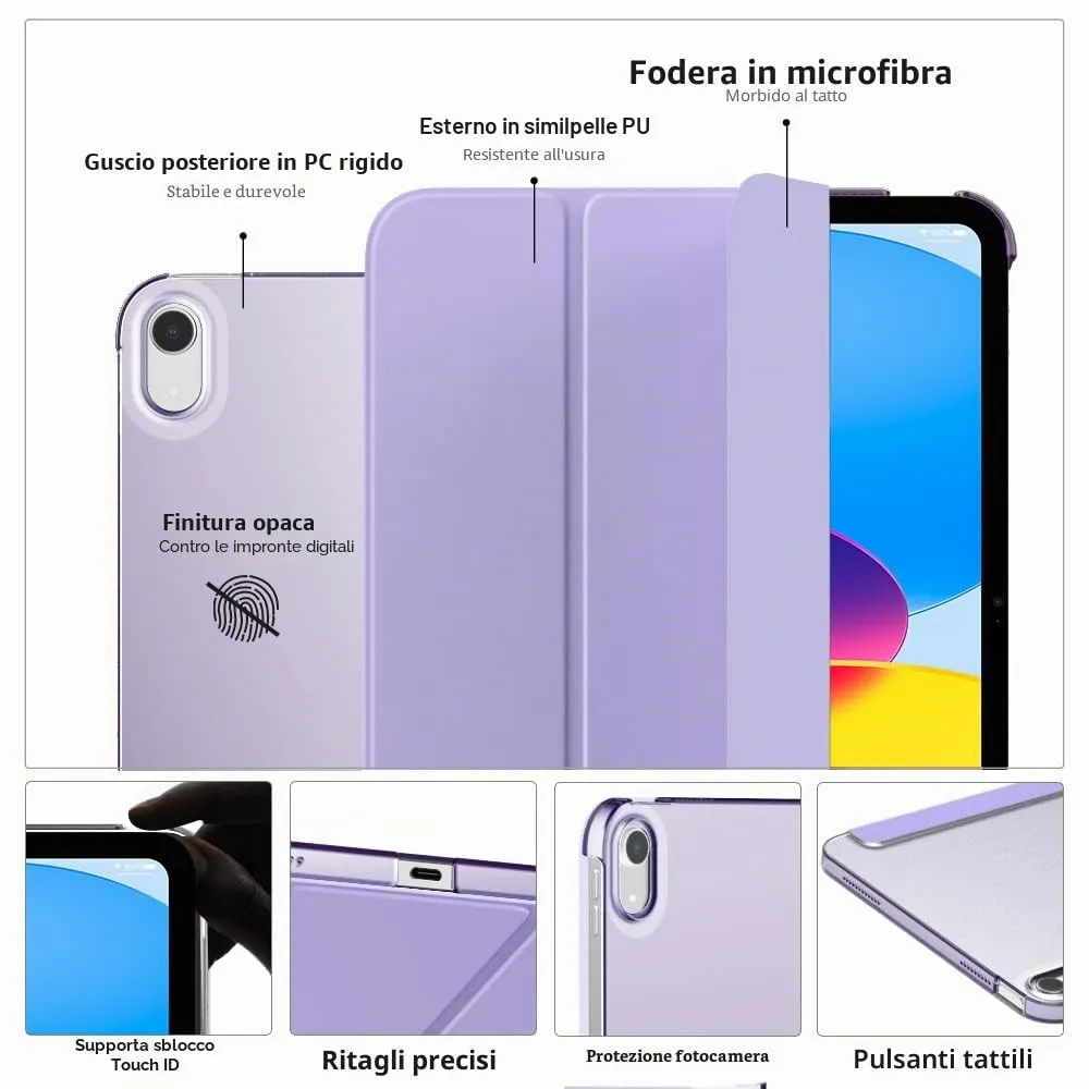 MoKo Custodia per iPad 11a Gen 2025 e iPad 10a Gen 2022, Viola Lilla - immagine 3