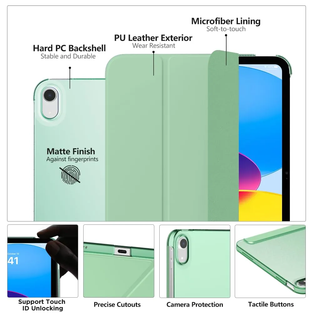 MoKo Cover for iPad 11th Gen 2025 / iPad 10th Gen 2022, Green - immagine 3