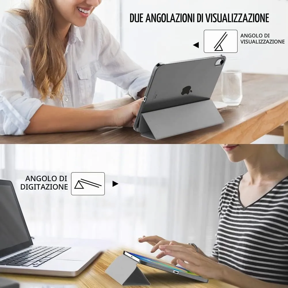 MoKo Custodia per iPad 10a Generazione 2022 10.9", Policarbonato Traslucido, Grigio Siderale - immagine 5