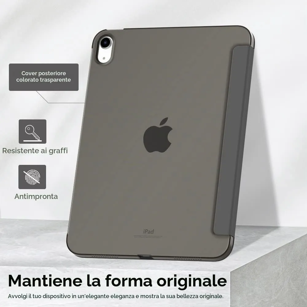 MoKo Custodia per iPad 10a Generazione 2022 10.9", Policarbonato Traslucido, Grigio Siderale - immagine 6