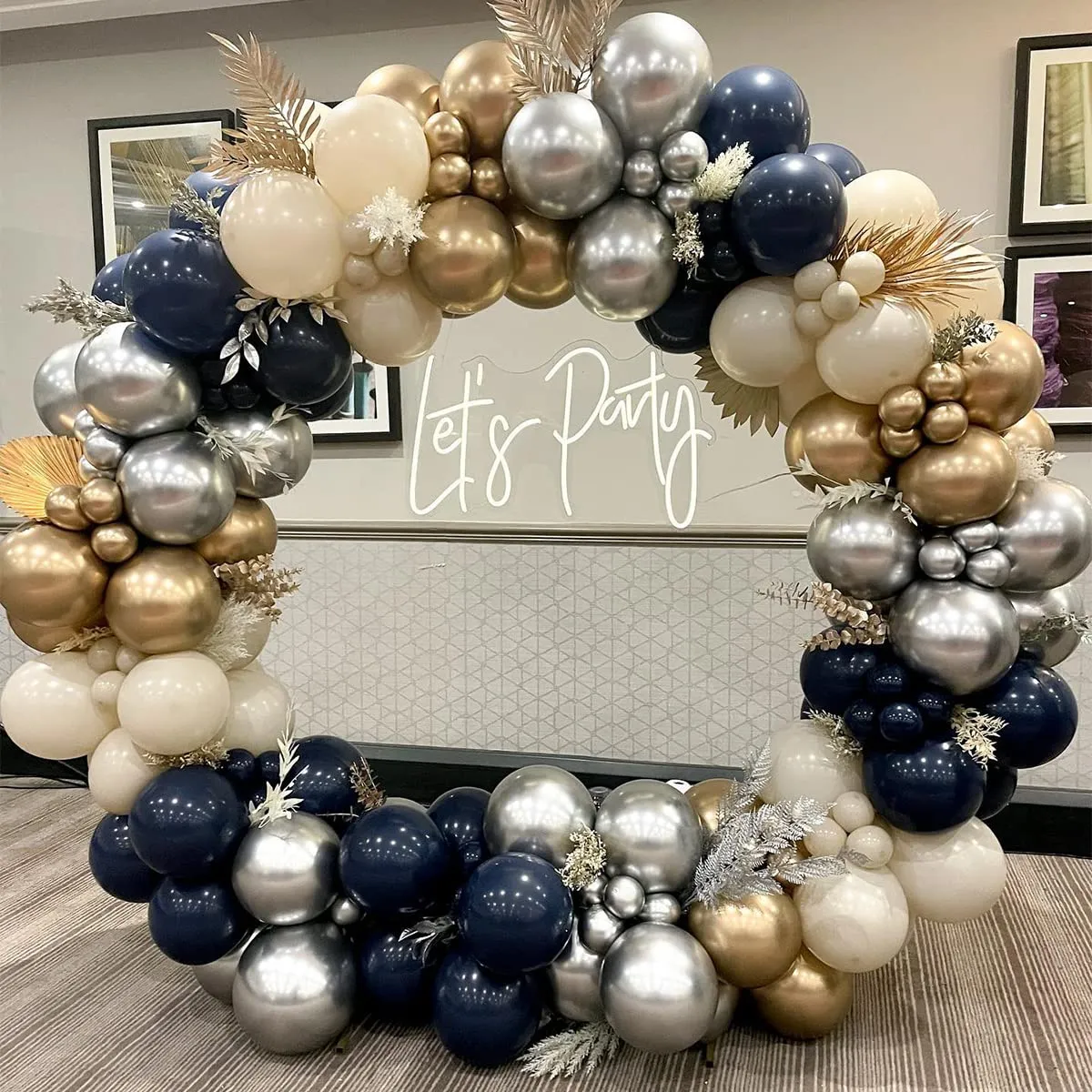 Netnology Kit Arco Palloncini Blu Navy, Oro e Argento, 147 pezzi - immagine 1