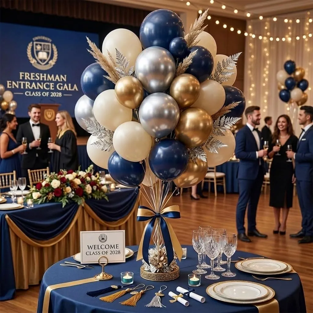 Netnology Kit Arco Palloncini Blu Navy, Oro e Argento, 147 pezzi - immagine 4