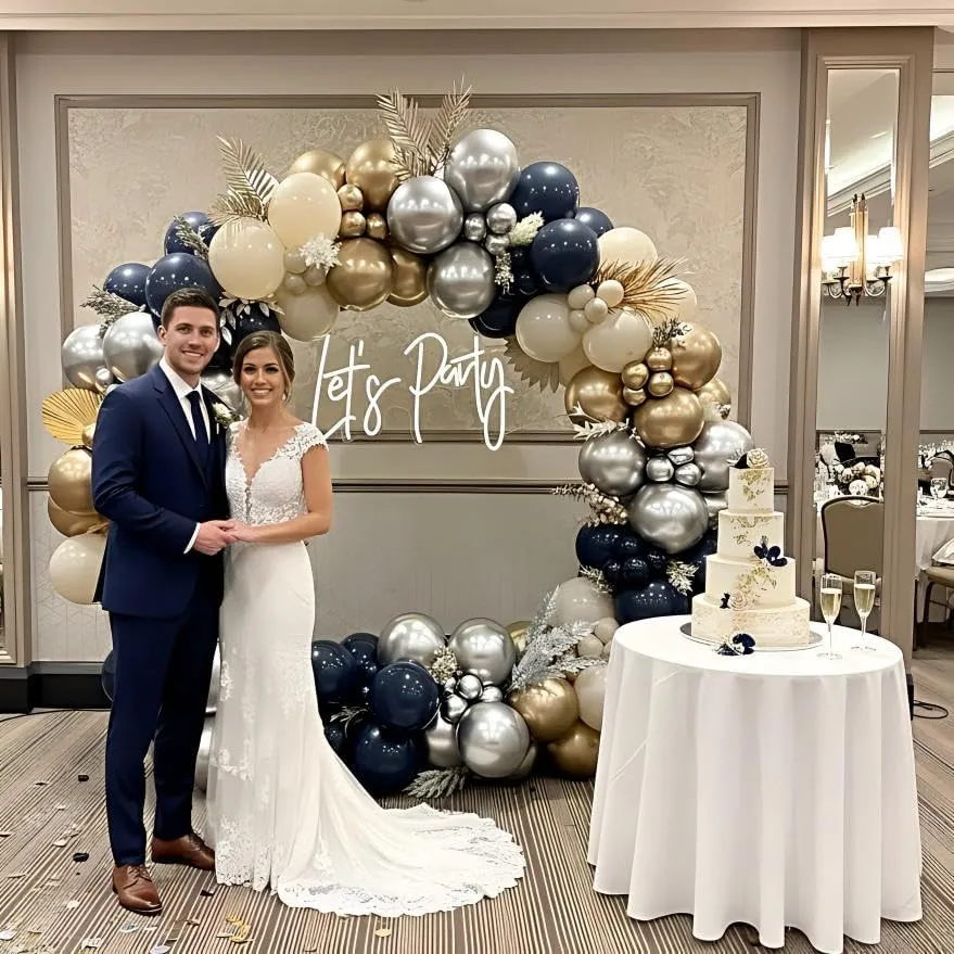 Netnology Kit Arco Palloncini Blu Navy, Oro e Argento, 147 pezzi - immagine 5