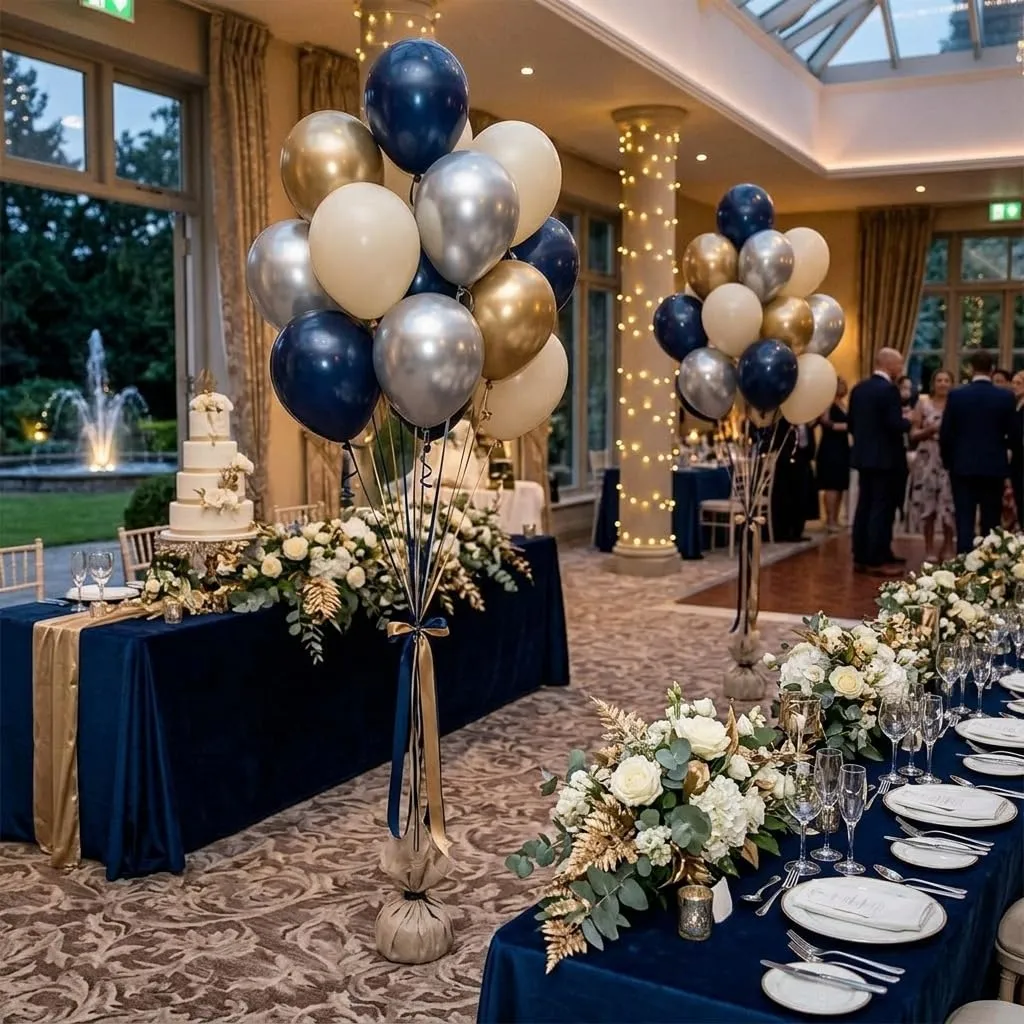 Netnology Kit Arco Palloncini Blu Navy, Oro e Argento, 147 pezzi - immagine 6