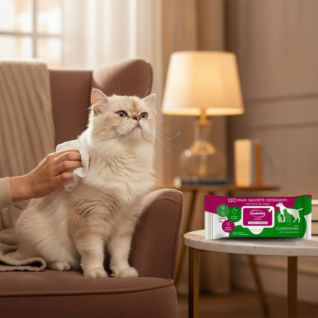 Inodorina Salviette Everyday per Cani e Gatti, Clorexedina, 110 Pezzi - immagine 4