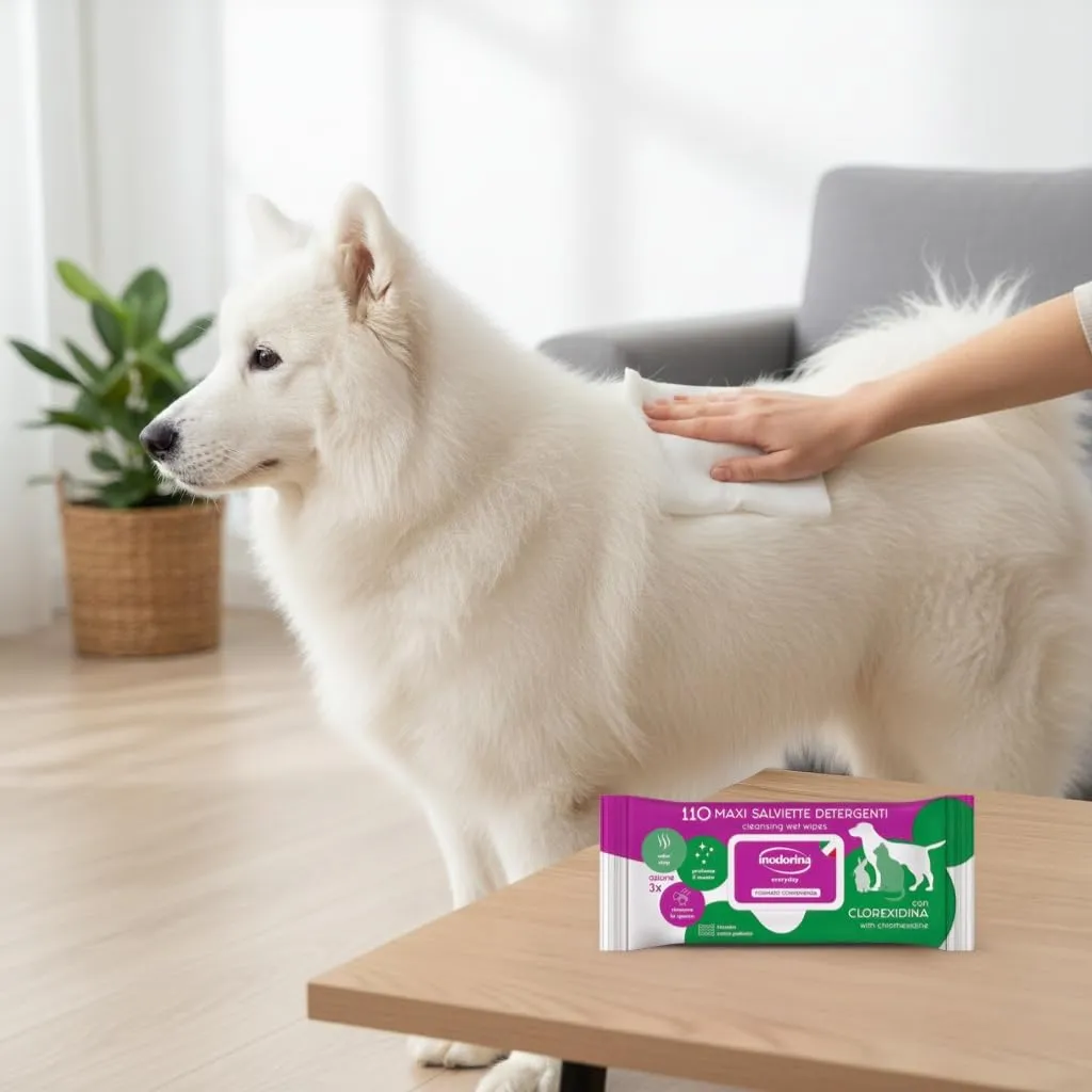 Inodorina Salviette Everyday per Cani e Gatti, Clorexedina, 110 Pezzi - immagine 5
