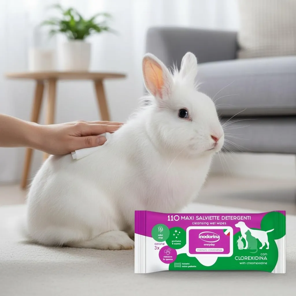 Inodorina Salviette Everyday per Cani e Gatti, Clorexedina, 110 Pezzi - immagine 6