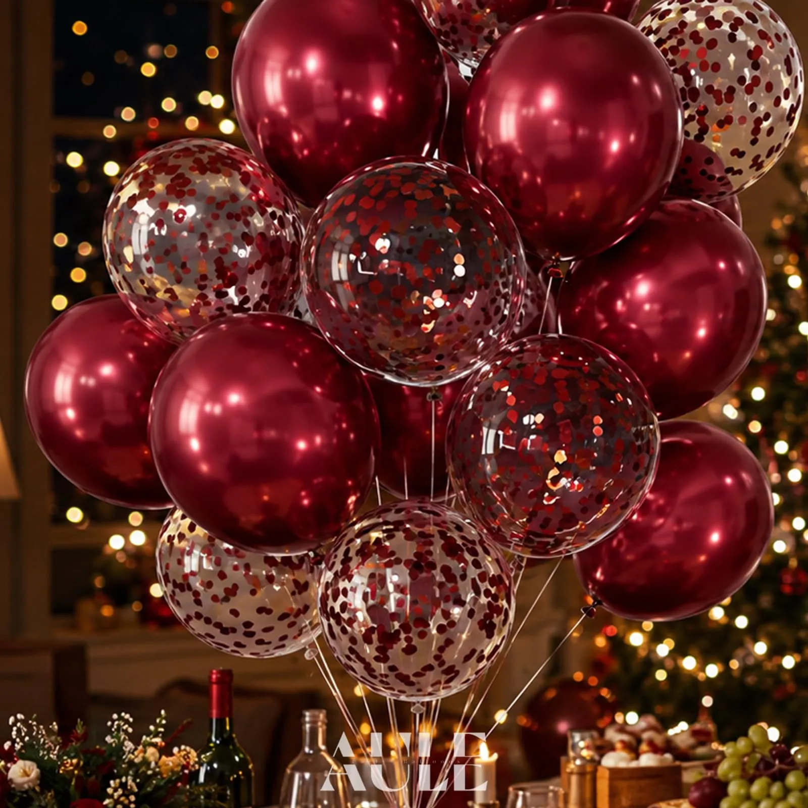 AULE Palloncini Bordeaux Confetti, 42 Pezzi 30cm - immagine 5