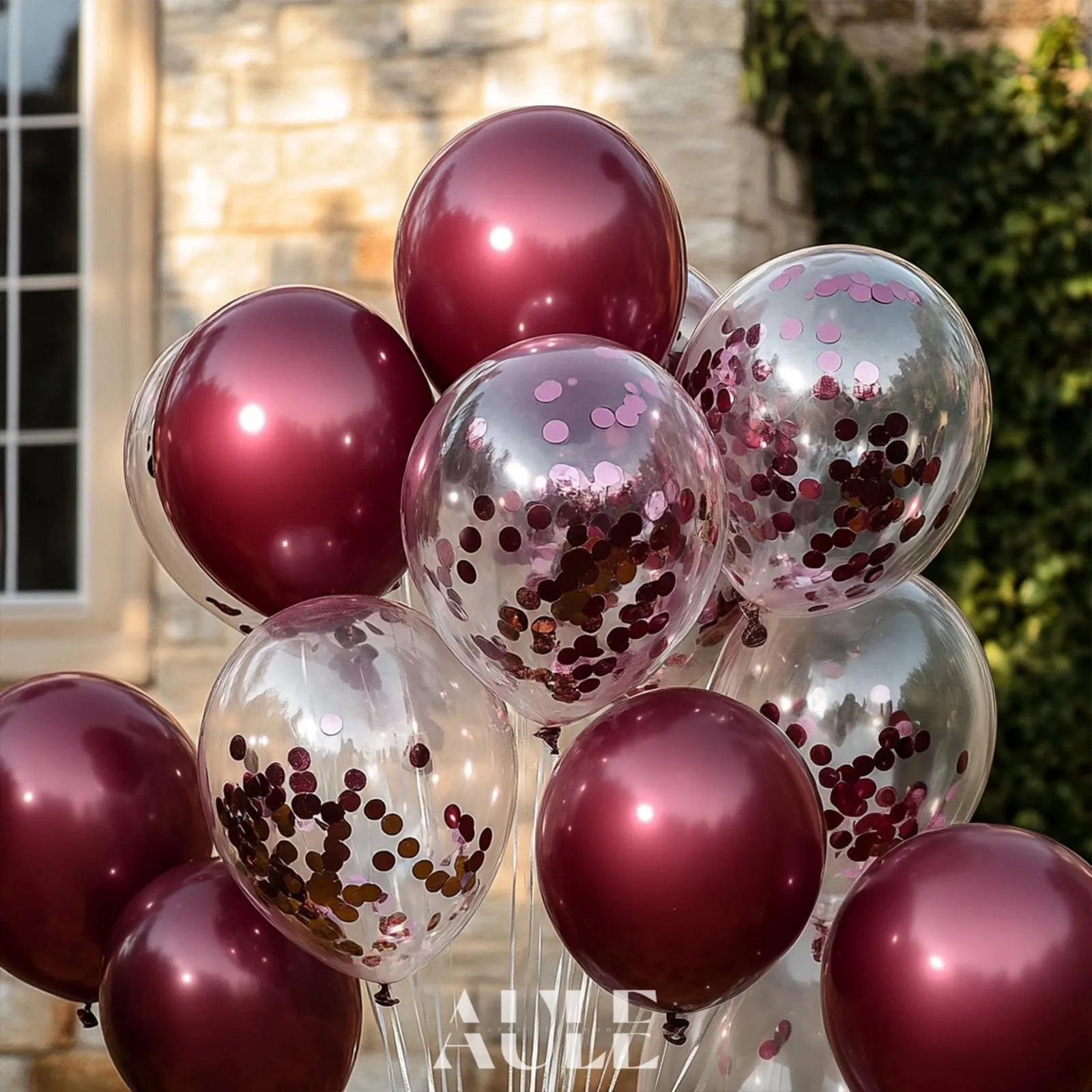 AULE Palloncini Bordeaux Confetti, 42 Pezzi 30cm - immagine 6