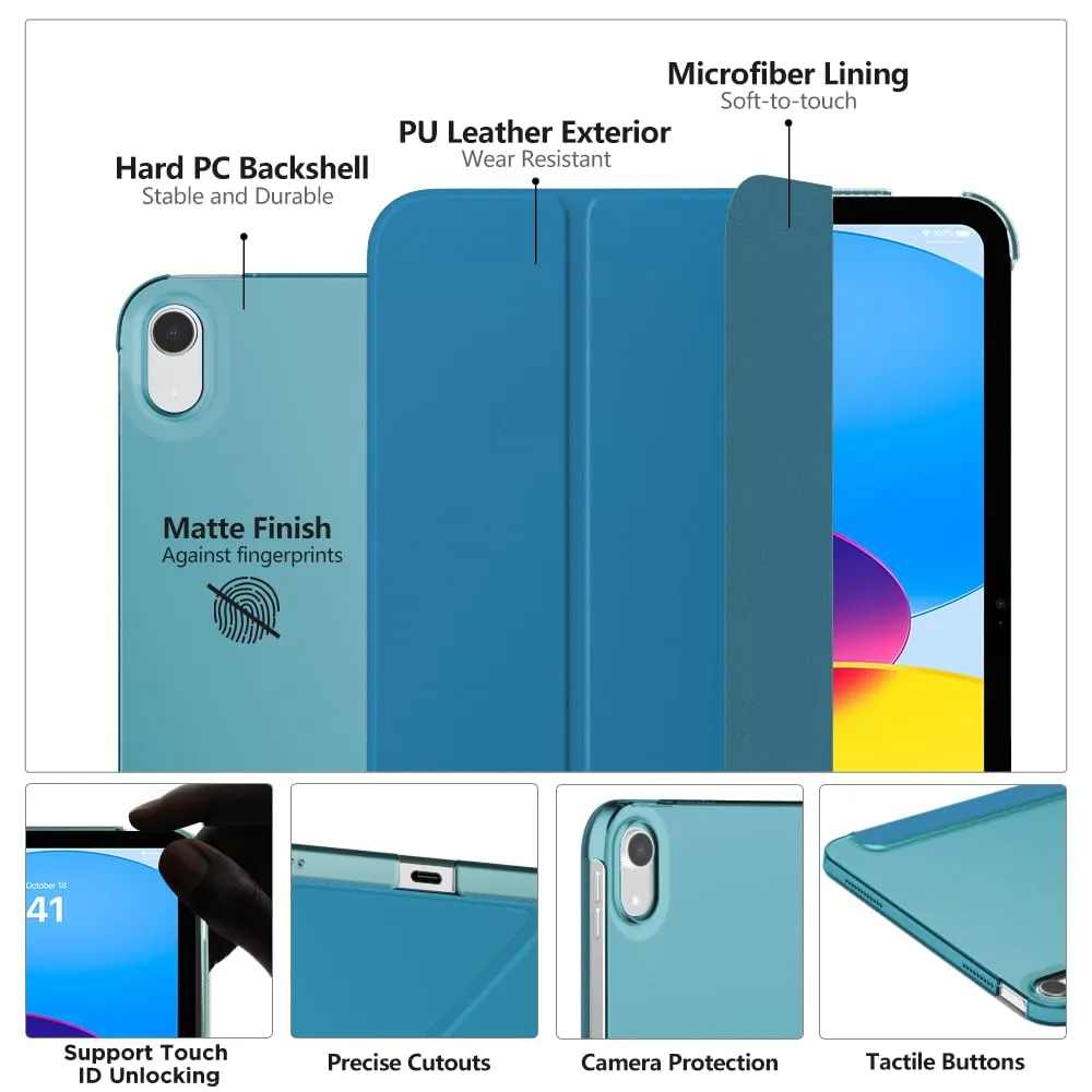 MoKo Custodia per iPad 11a Gen 2025 / iPad 10a Gen 2022, Blu Pavone - immagine 3