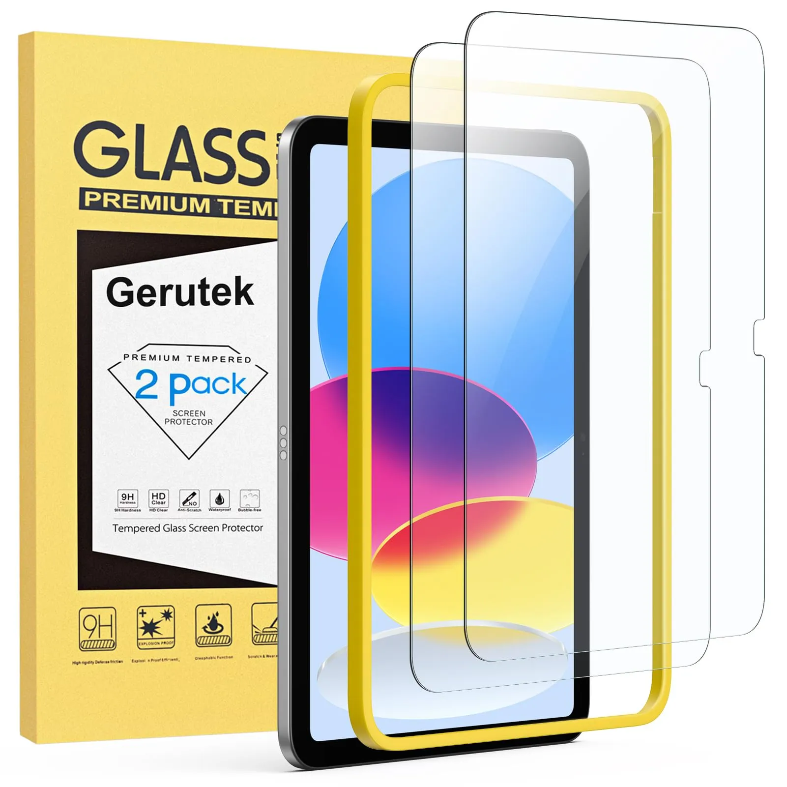 Gerutek Pellicola Protettiva in Vetro Temperato per iPad 11 Gen (A16) e iPad 10 Gen, 2 Pezzi - immagine 1