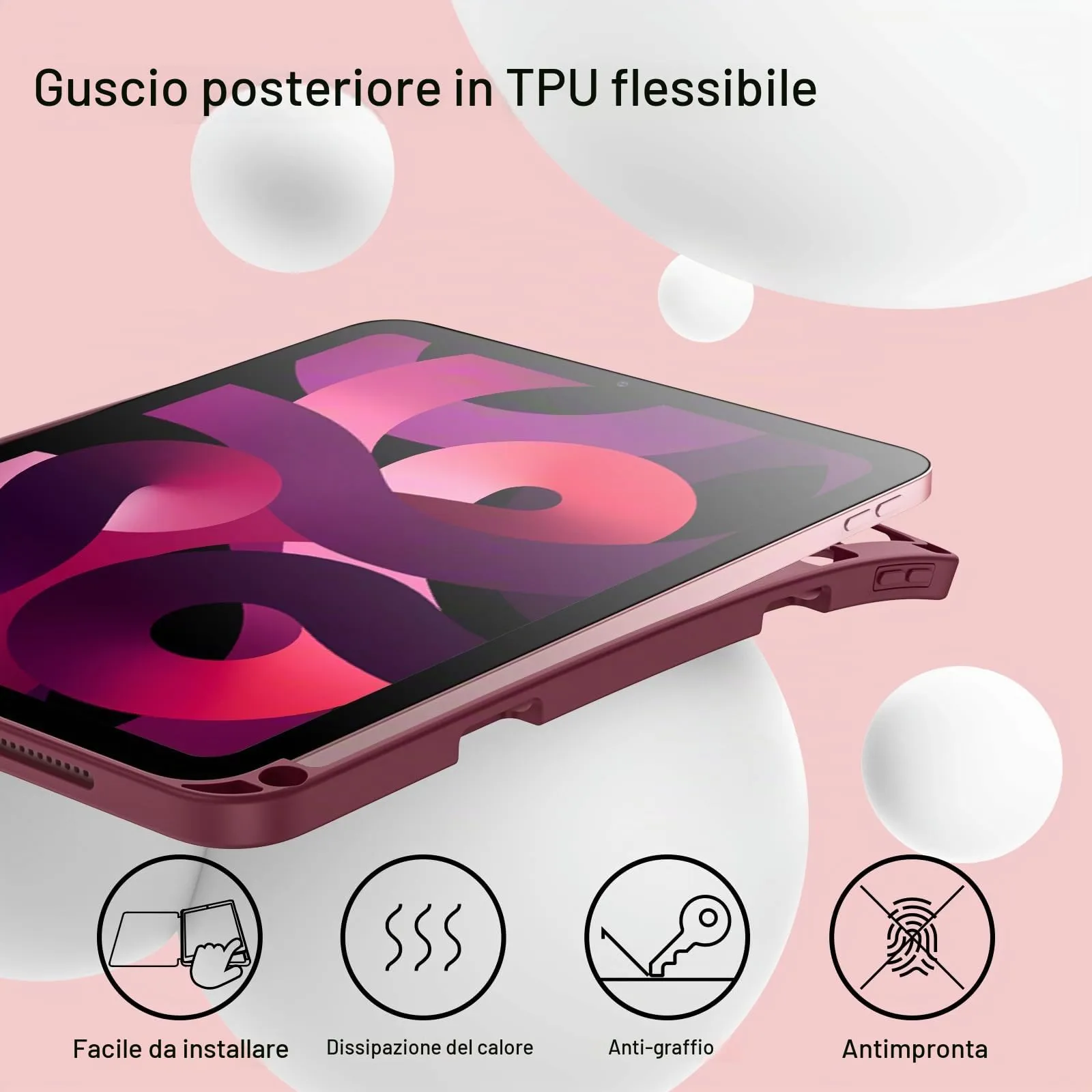 JETech Custodia per iPad Air 11" M4/M3/M2 & Air 5/4, Vino Rosso - immagine 3