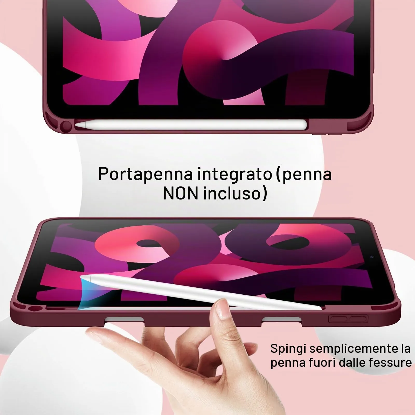 JETech Custodia per iPad Air 11" M4/M3/M2 & Air 5/4, Vino Rosso - immagine 5