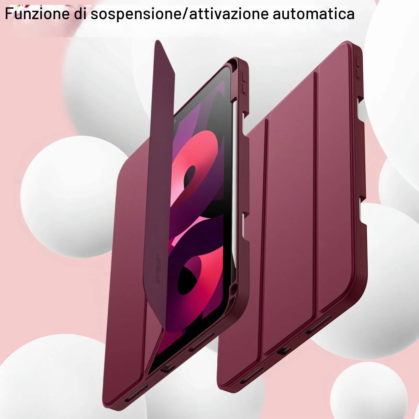 JETech Custodia per iPad Air 11" M4/M3/M2 & Air 5/4, Vino Rosso - immagine 6