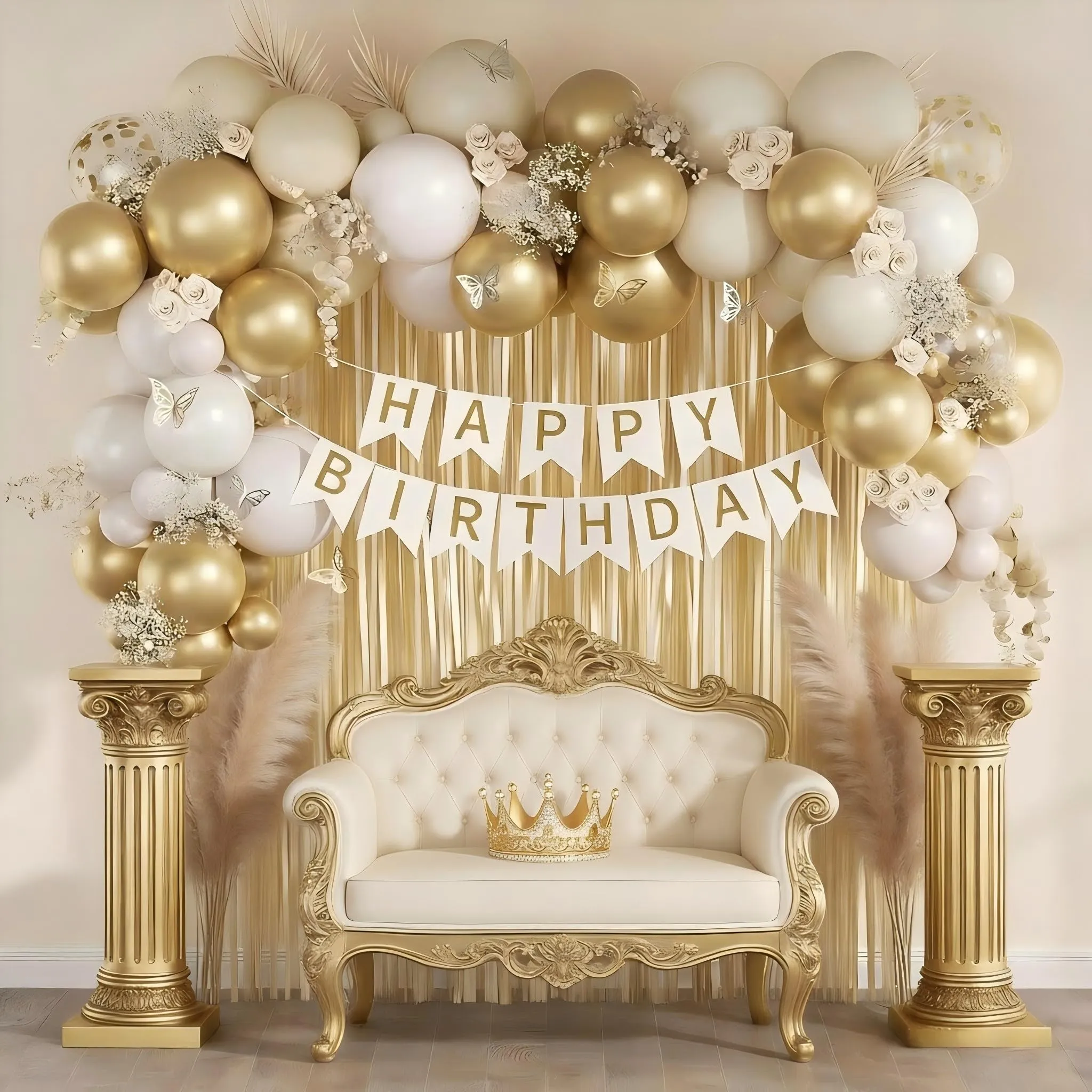 Netnology Kit Arco Ghirlanda di Palloncini Oro, Bianco e Bianco Sabbia, 103 Pezzi - immagine 3