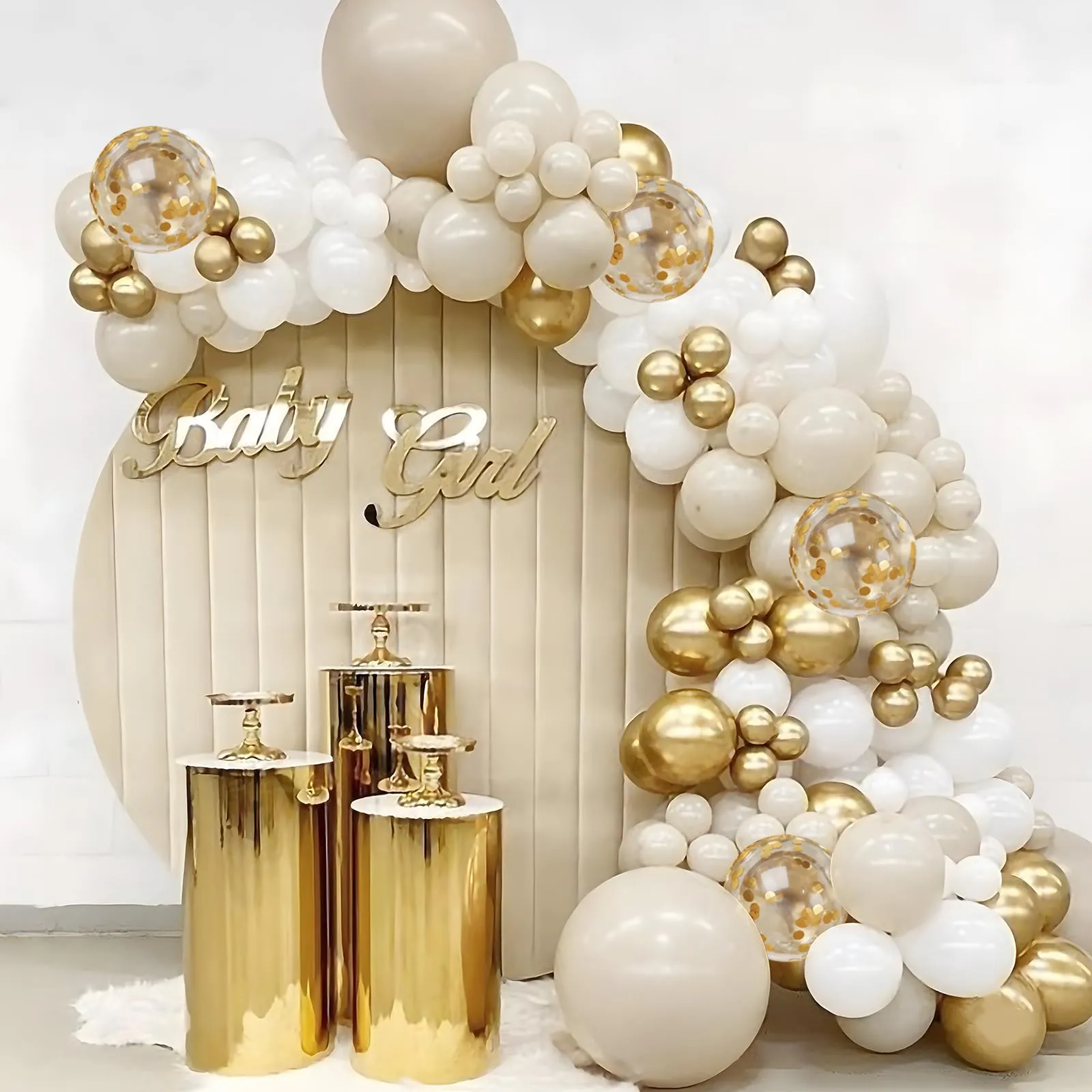 Netnology Kit Arco Ghirlanda di Palloncini Oro, Bianco e Bianco Sabbia, 103 Pezzi - immagine 4