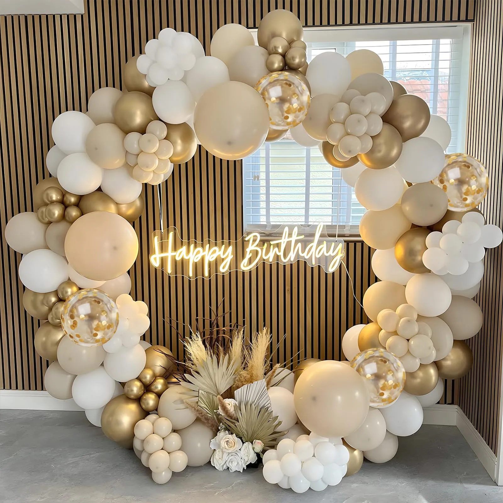 Netnology Kit Arco Ghirlanda di Palloncini Oro, Bianco e Bianco Sabbia, 103 Pezzi - immagine 7