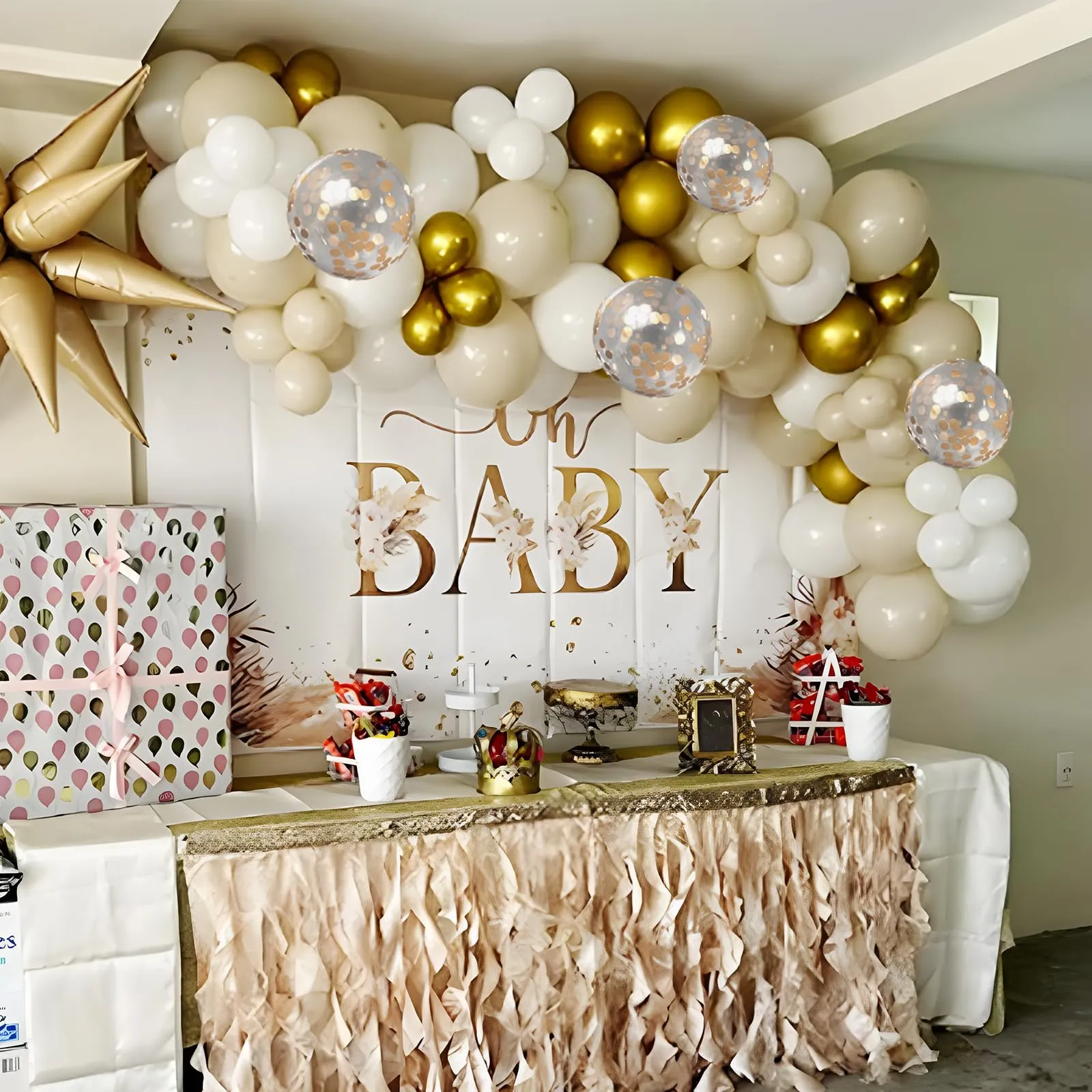 Netnology Kit Arco Ghirlanda di Palloncini Oro, Bianco e Bianco Sabbia, 103 Pezzi - immagine 8