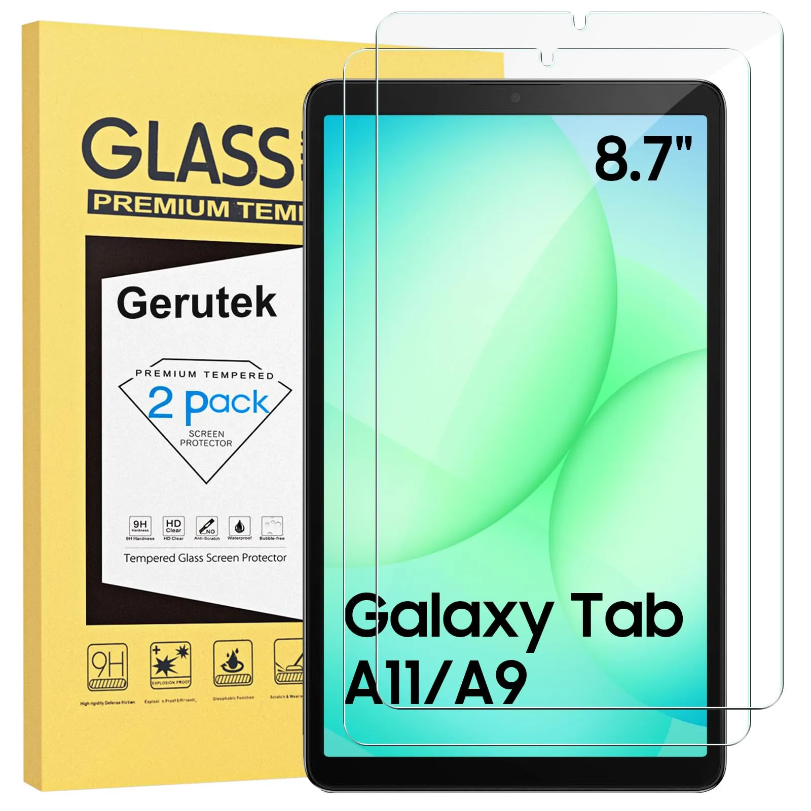 Gerutek Pellicola Protettiva in Vetro Temperato per Samsung Galaxy Tab A11/A9 8,7'' (2 Pezzi) - immagine 1