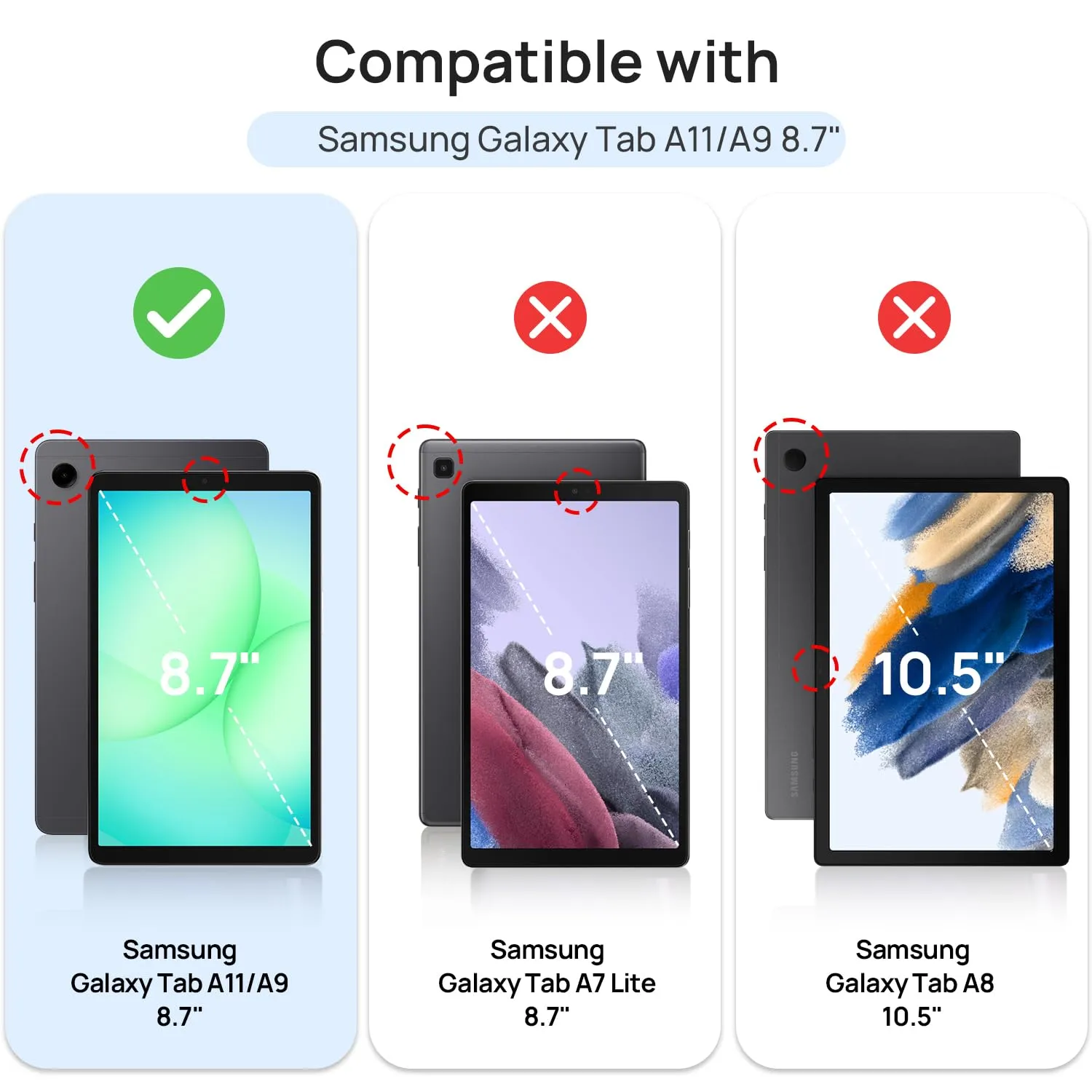 Gerutek Pellicola Protettiva in Vetro Temperato per Samsung Galaxy Tab A11/A9 8,7'' (2 Pezzi) - immagine 2