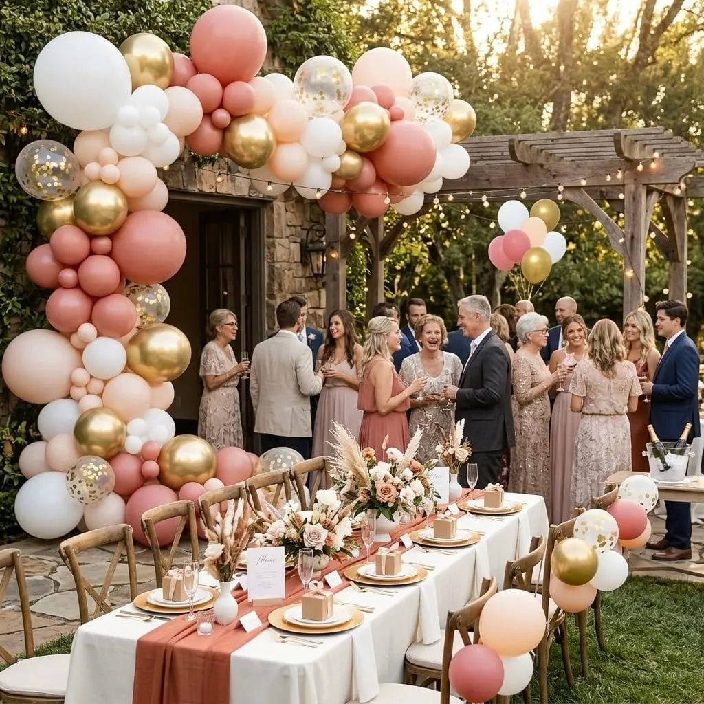 Netnology Kit Arco Palloncini Oro Rosa e Bianco, 135 Pezzi con Palloncini Coriandoli e Accessori per Montaggio - immagine 6
