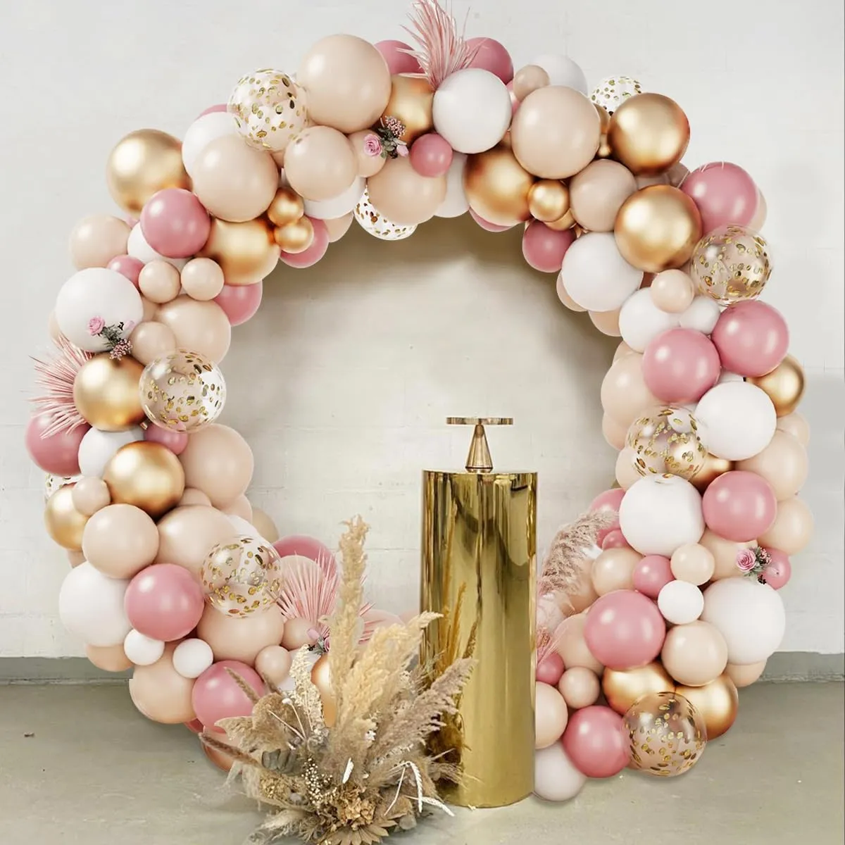 Netnology Kit Arco Palloncini Oro Rosa e Bianco, 135 Pezzi con Palloncini Coriandoli e Accessori per Montaggio - immagine 9