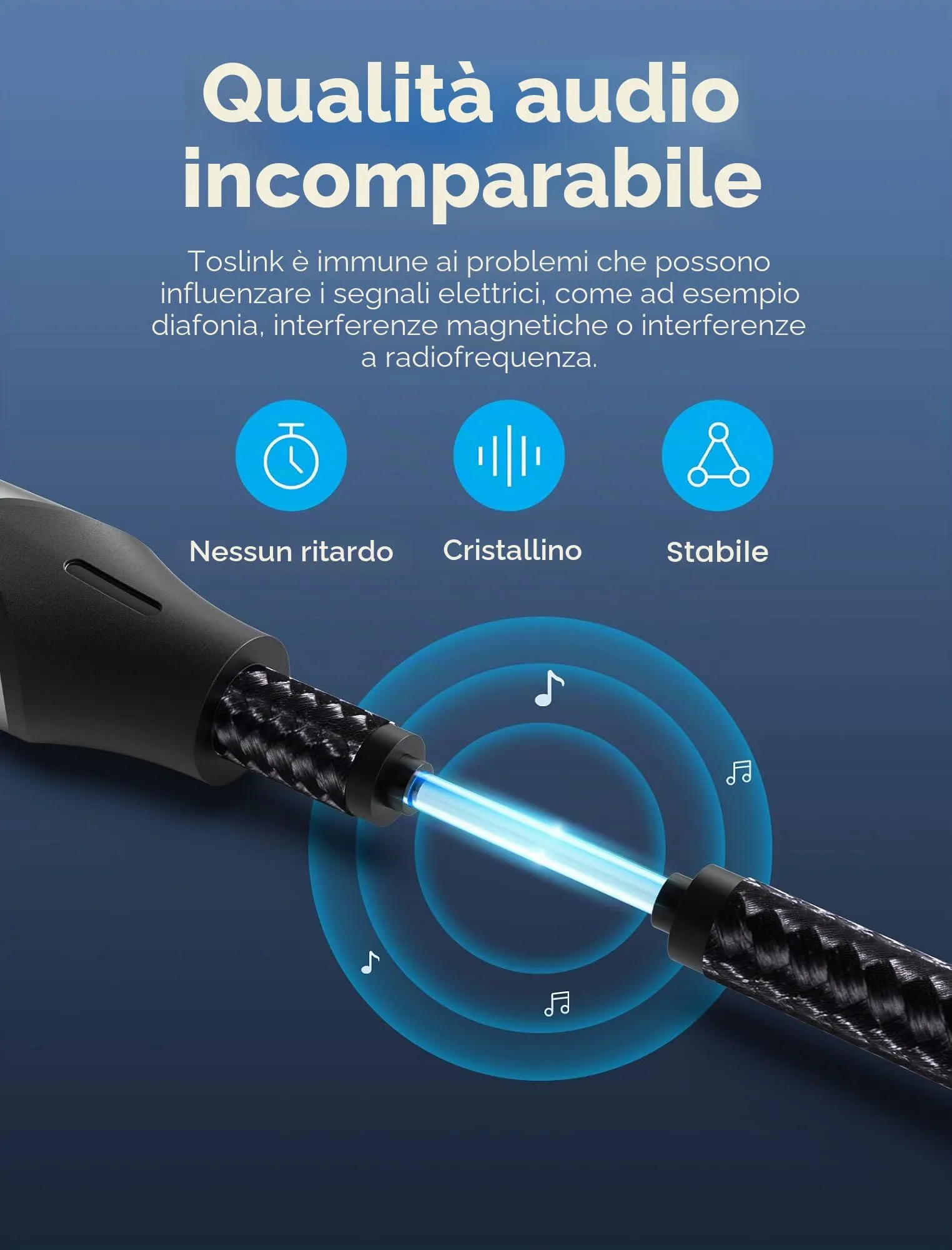 Vention Cavo Audio Digitale Toslink S/PDIF Ottico per TV, Home Cinema, PS4, Xbox, Soundbar (Nero, 3m) - immagine 3