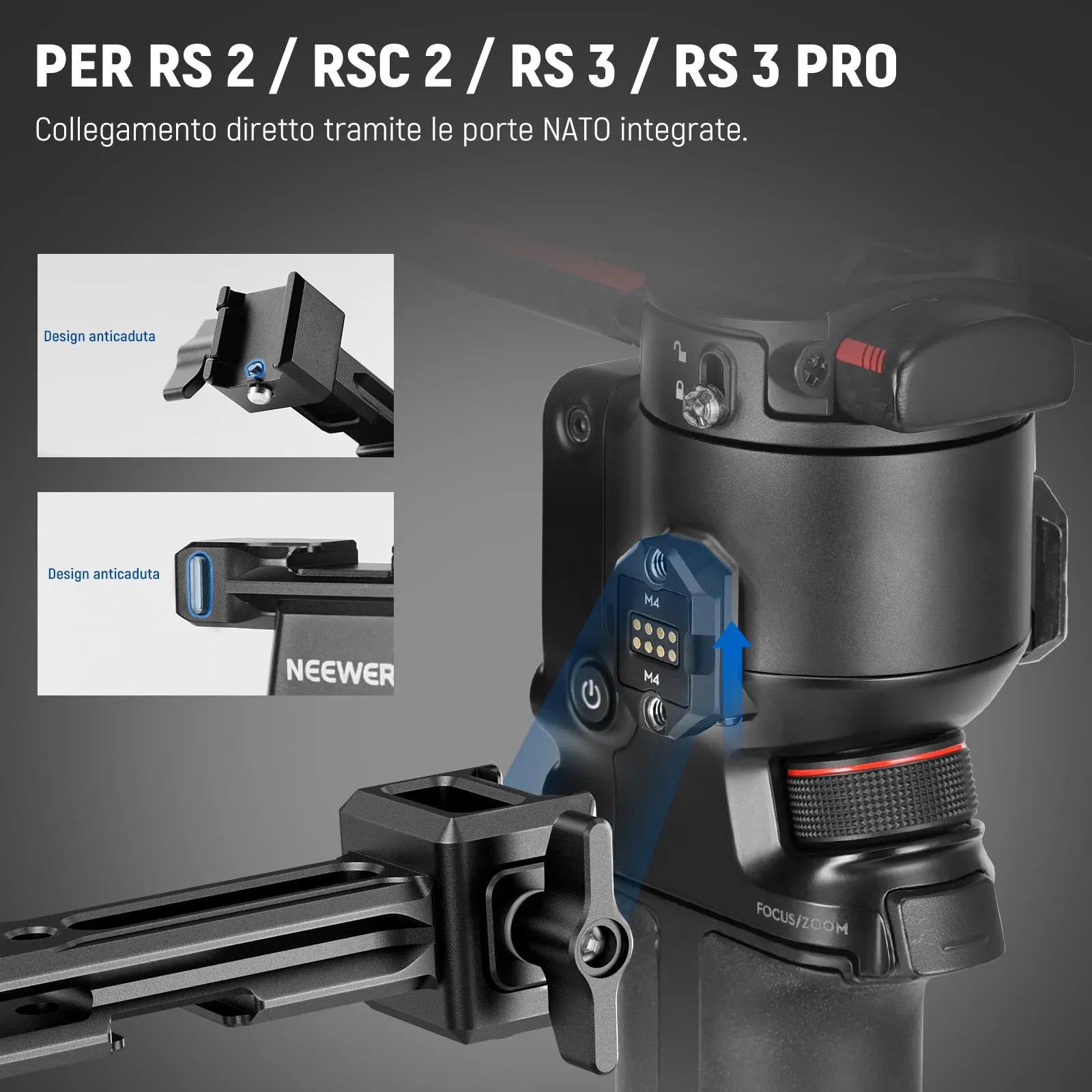 NEEWER Dual Handle for DJI RS5 RS4 RS4 Pro RS3 RS3 Pro, GA006 - immagine 4
