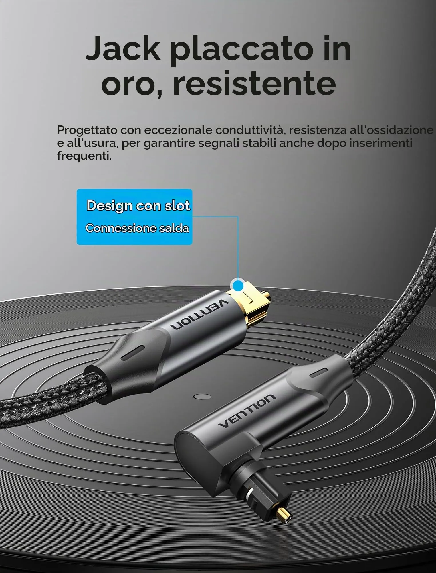 VENTION Toslink Cavo Audio Ottico ad Angolo Retto S/PDIF 2 m - immagine 7