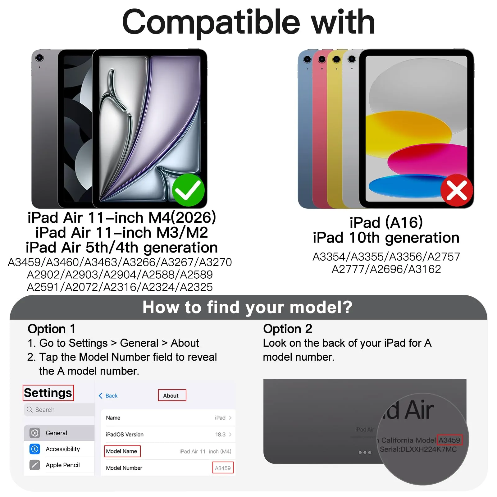 JETech Custodia per iPad Air 11" M4/M3/M2 e Air 5/4, Navy - immagine 2