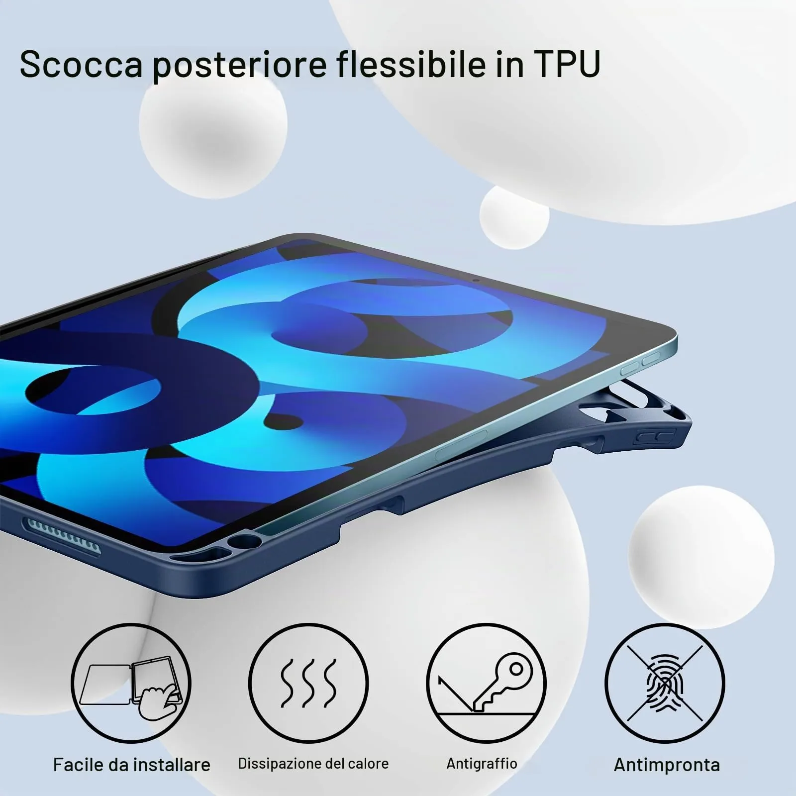 JETech Custodia per iPad Air 11" M4/M3/M2 e Air 5/4, Navy - immagine 3