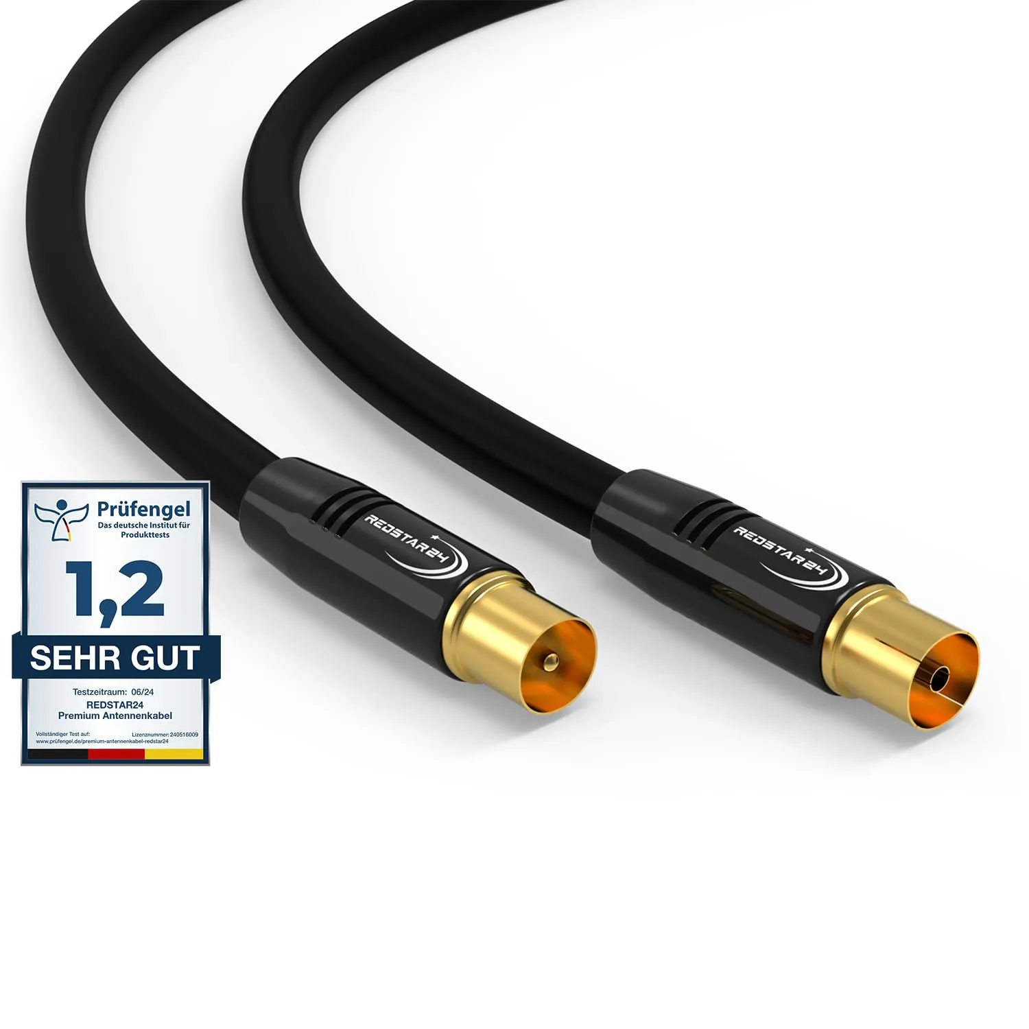 RedStar24 Cavo Antenna 4m Nero, Maschio a Femmina IEC, Coassiale HDTV per TV, Radio, DVB-T/T2, DVB-C, DAB - immagine 1