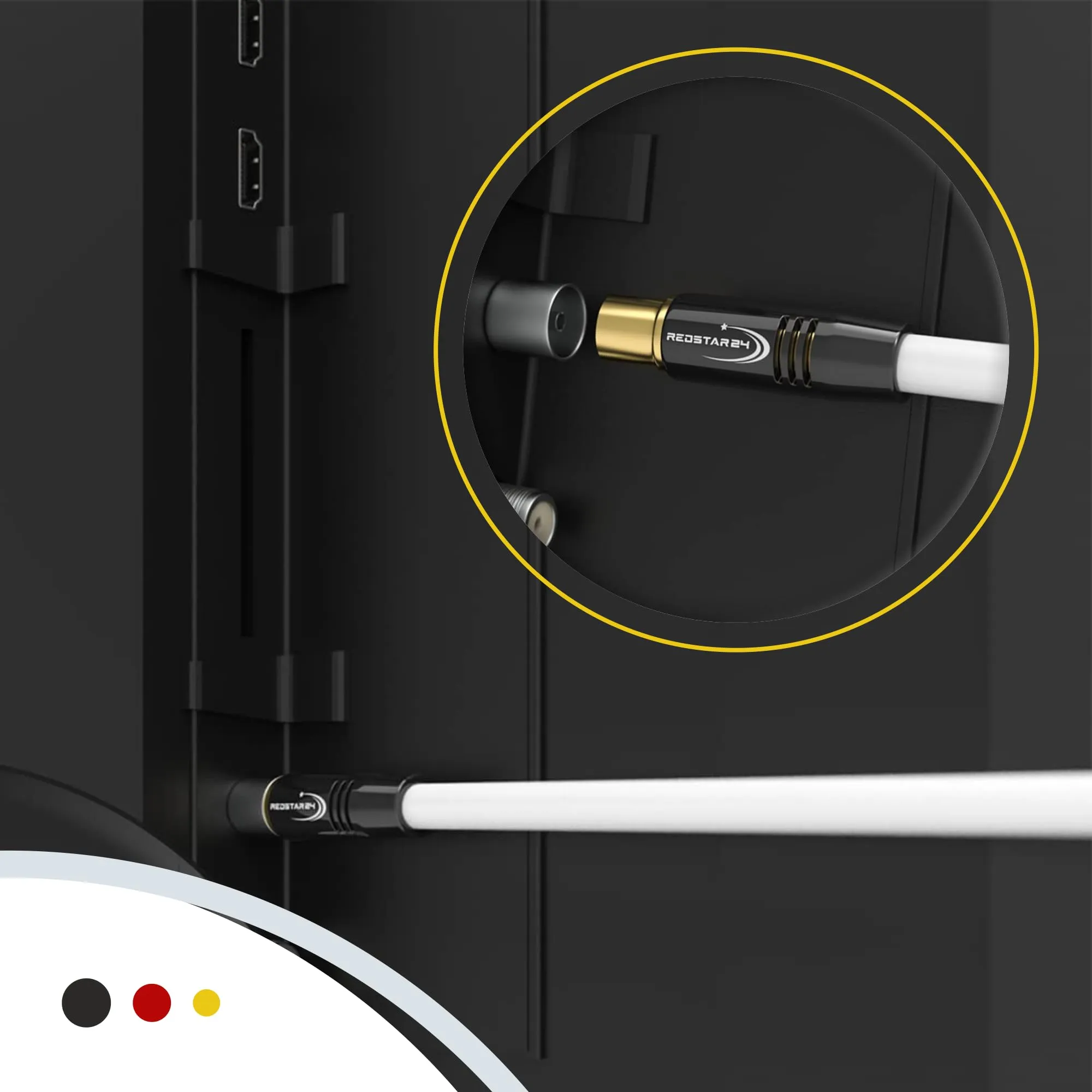 RedStar24 Cavo Antenna 2m Bianco Maschio a Femmina IEC Coassiale HDTV - immagine 6